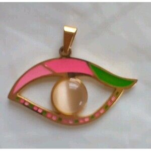 Decorative Multicolor Gold Shaped Third Eye Charm With White Moonstone